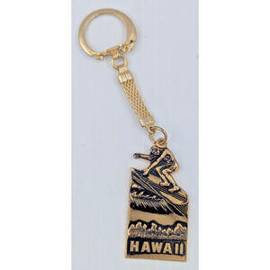 Vintage Hawaii Souvenir Keychain Featuring a Surfer